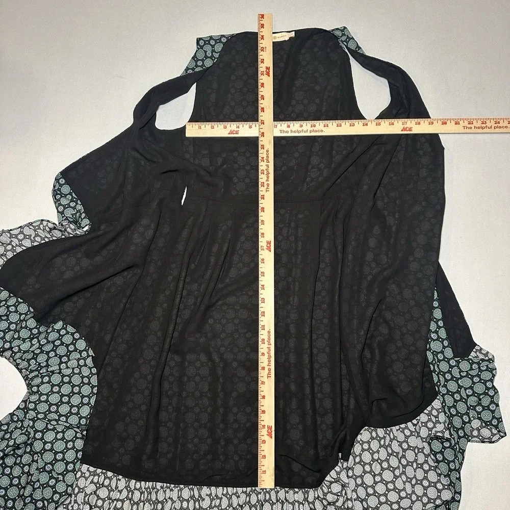Tory Burch Dress Womens 2‎ Ruffle Green Batik Medallion Cottegecore Flowy Wrap